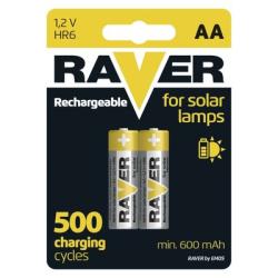 Batria RAVER SOLAR HR6, nabjaten batria, 600 mAh, bal. 2 ks, AA tuka