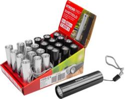 Svietidlo Strend Pro Flashlight NX1051, 50 lm, USB nabjanie, ierna/strieborn, 77x19 mm,