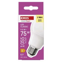 LED iarovka Classic A60 / E27 / 9,5 W (75 W) / 1055 lm / tepl biela