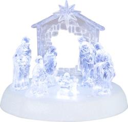 Dekorcia MagicHome Vianoce, betlehem, 7x LED, 3xAAA, akryl, 19,5x14x17,5 cm